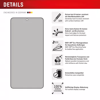 Displex Privacy Screen Protector (10H) για Samsung Galaxy S25 Edge, Eco πλαίσιο τοποθέτησης, φίλτρο απορρήτου