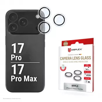 Displex Premium Γυαλί φακού κάμερας, iPhone 17 Pro/17 Pro Max Γυαλί, 10H, μεμονωμένοι δακτύλιοι, DLC, διαφανές, Quick Mount