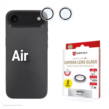 Displex Premium Γυαλί φακού κάμερας, iPhone Air Γυαλί, 10H, μεμονωμένοι δακτύλιοι, DLC, διαφανές, Quick Mount