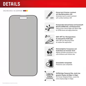 Displex Privacy Screen Protector (10H) για Apple iPhone Air, Eco πλαίσιο τοποθέτησης, φίλτρο προστασίας θέασης