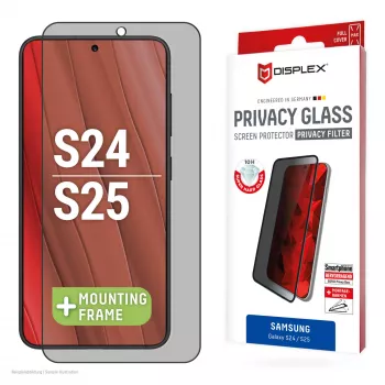 Displex Μεμβράνη προστασίας οθόνης (10H) για Samsung Galaxy S24/S25, Eco Πλαίσιο τοποθέτησης, Φίλτρο προστασίας όρασης