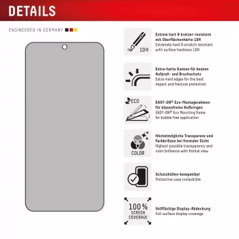 Displex Μεμβράνη προστασίας οθόνης (10H) για Samsung Galaxy S24/S25, Eco Πλαίσιο τοποθέτησης, Φίλτρο προστασίας όρασης