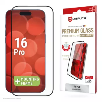 Displex Premium Anti-Reflex Screen Protector (αντι-ανακλαστική πλήρης κάλυψη, 10H) για Apple iPhone 16 Pro, Eco-πλαίσιο τοποθέτησης, πλήρης κάλυψη