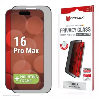 Displex Μεμβράνη προστασίας όρασης (10H) για Apple iPhone 16 Pro Max, Eco Πλαίσιο τοποθέτησης, Φίλτρο προστασίας όρασης