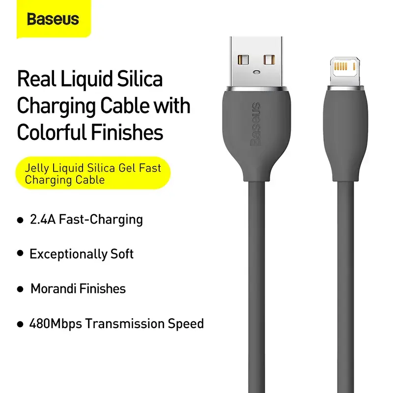 Καλώδιο δεδομένων USB 2.0 Baseus Jelly Lightning σε USB-A 1,2 m, μαύρο