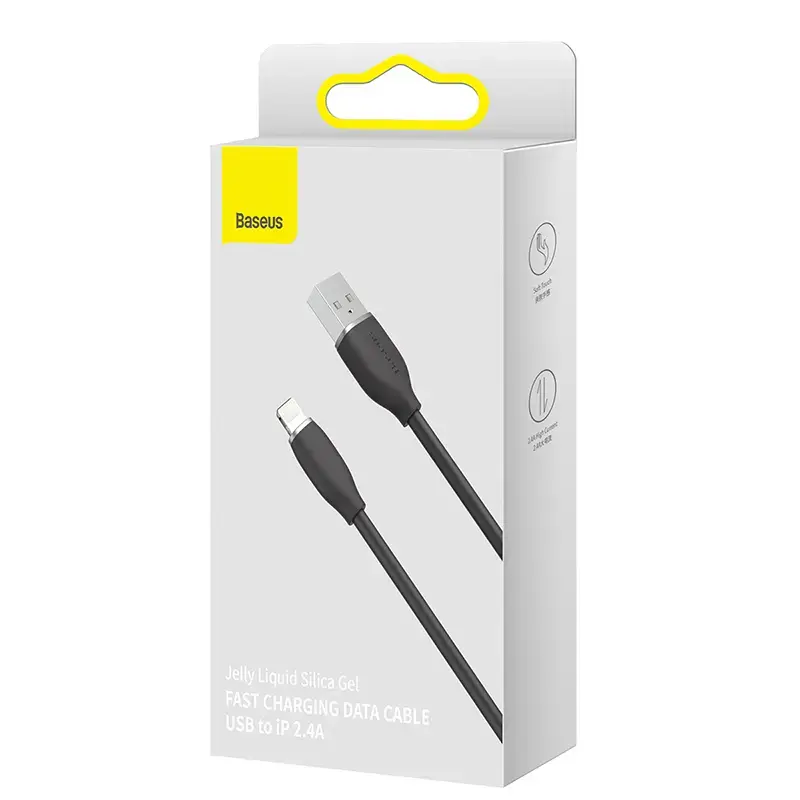 Καλώδιο δεδομένων USB 2.0 Baseus Jelly Lightning σε USB-A 1,2 m, μαύρο