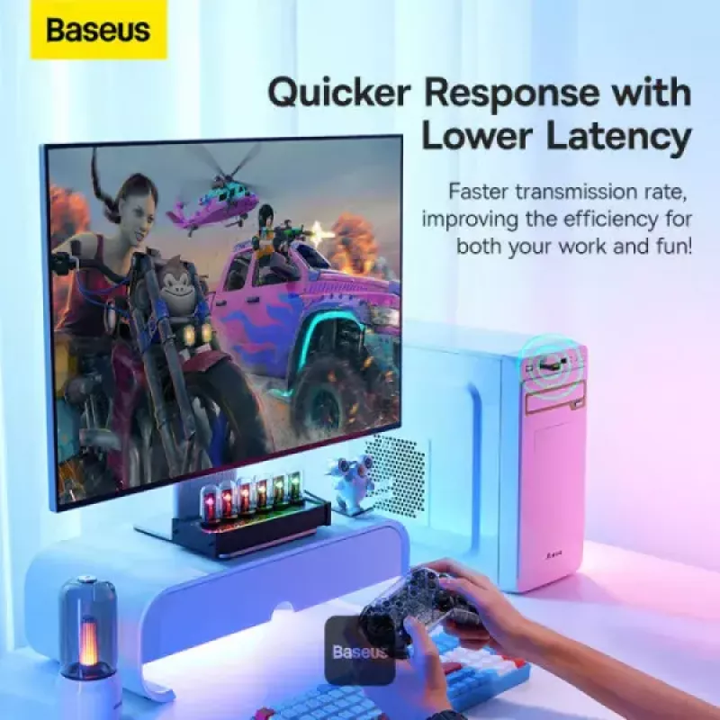 Baseus BA07 Mini Bluetooth adapter για PC, USB 5.3 ασύρματος δέκτης Bluetooth dongle - μαύρο