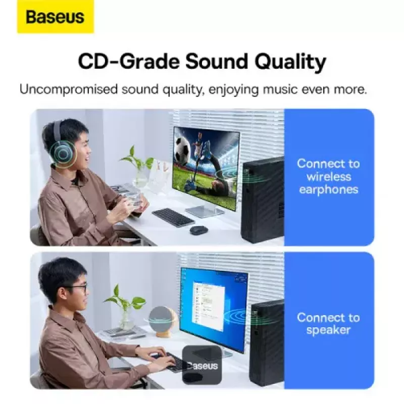 Baseus BA07 Mini Bluetooth adapter για PC, USB 5.3 ασύρματος δέκτης Bluetooth dongle - μαύρο