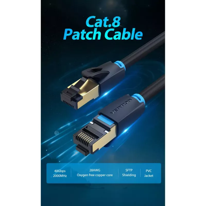 Καλώδιο δικτύου Vention Cat.8 SFTP Patch RJ-45 8m μαύρο