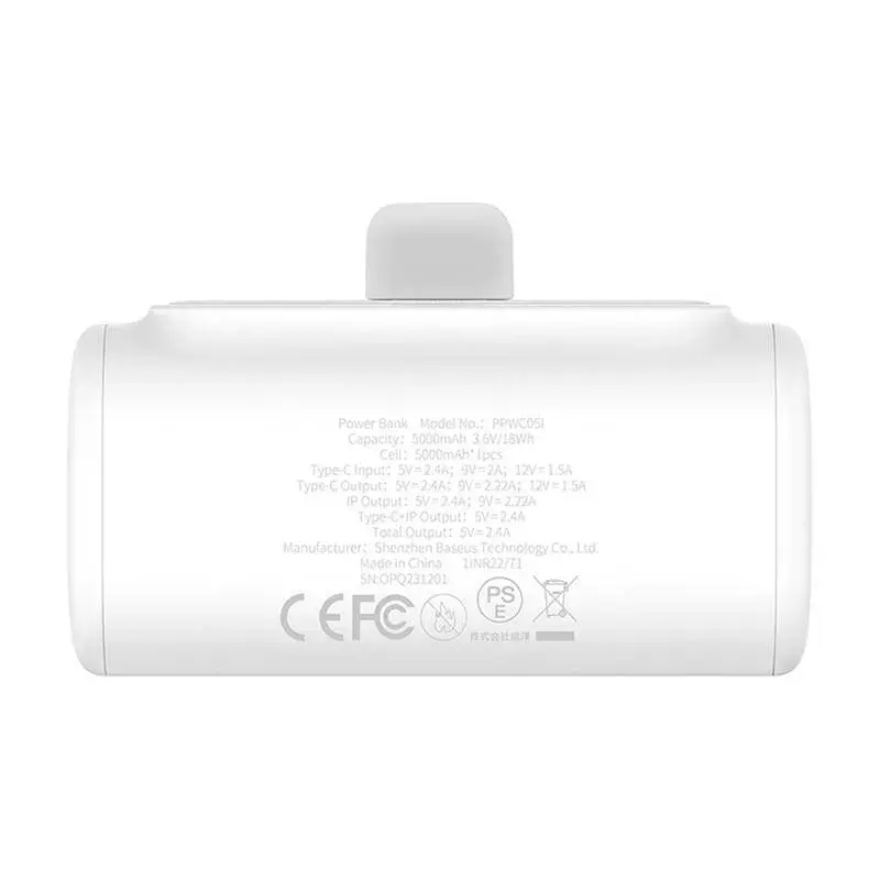 Powerbank OS-Baseus Compact IP 5000mAh 20W (λευκό)