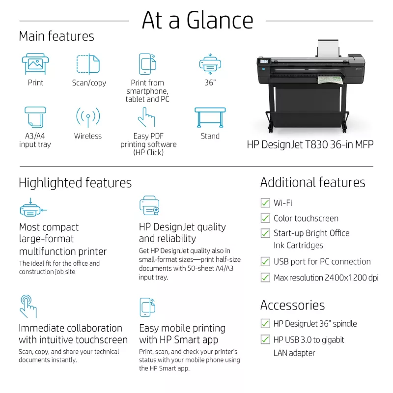 HP Designjet T830 24 inch πολυλειτουργικός εκτυπωτής