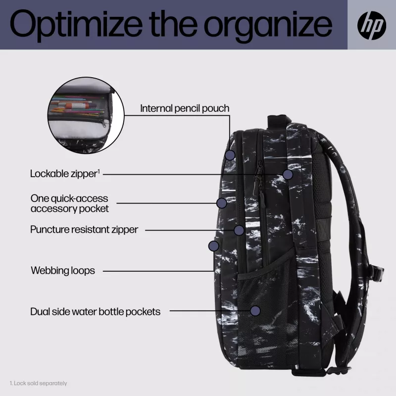Σακίδιο ελεύθερου χρόνου HP Campus XL Marble Stone σακίδιο μαύρο γκρι