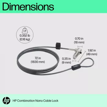 Κλειδαριά συνδυασμού HP Nano 63B28AA ανοξείδωτο ατσάλι 1,83 m