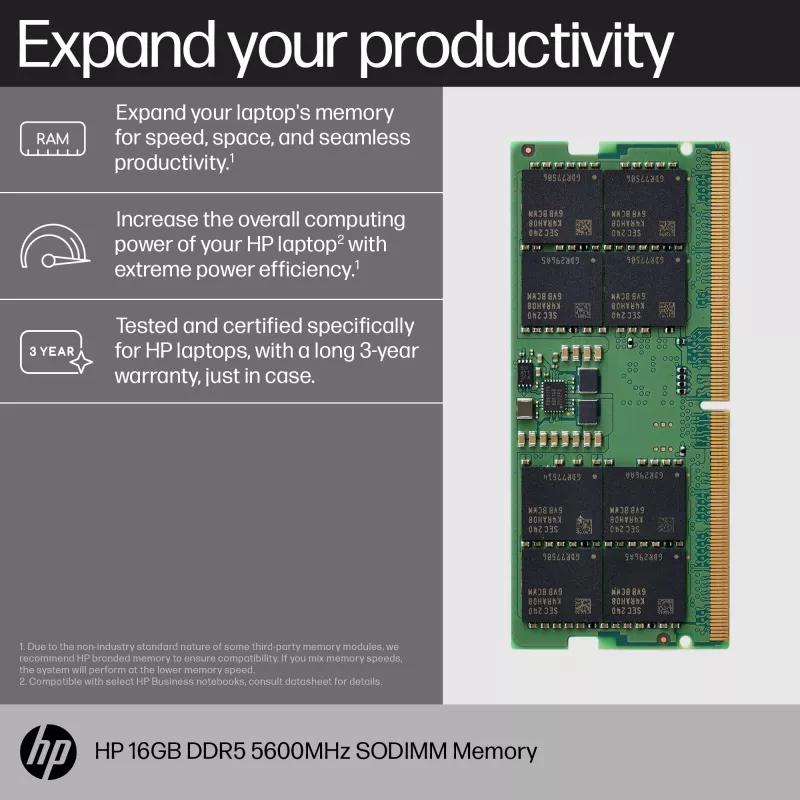 HP DDR5 - Μονάδα - 16 GB - SO DIMM 262-PIN - 5600 MHz / PC5-44800