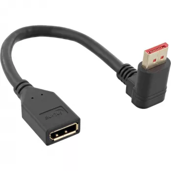 InLine Καλώδιο αντάπτορα DisplayPort 1.4 αρσενικό/θηλυκό, 8K4K, γωνιακό προς τα πάνω, μαύρο/χρυσό