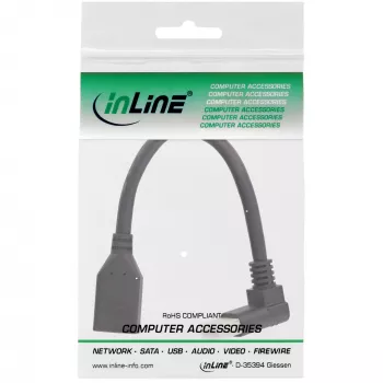 InLine Καλώδιο αντάπτορα DisplayPort 1.4 αρσενικό/θηλυκό, 8K4K, γωνιακό προς τα πάνω, μαύρο/χρυσό