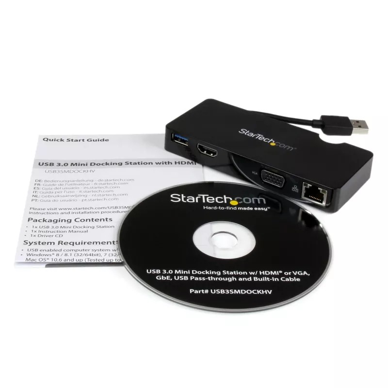 StarTech.com Σταθμός σύνδεσης ταξιδιού για φορητούς υπολογιστές – HDMI ή VGA – USB 3.0