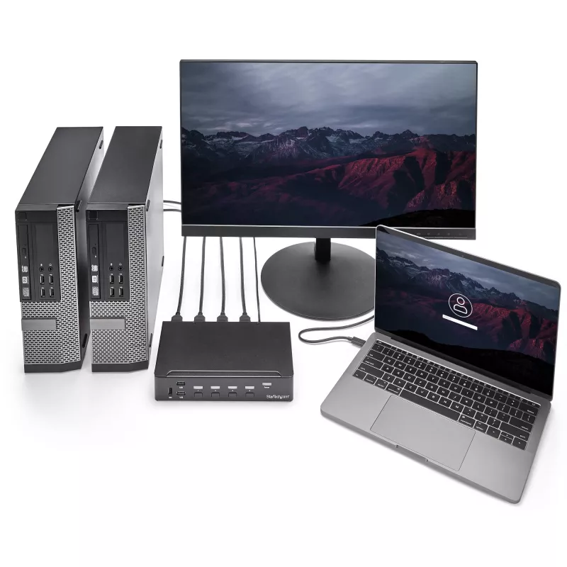 StarTech.com Διακόπτης KVM HDMI 4 θυρών - USB 3.0 - 1080p, 1920 x 1080 pixel, τοποθέτηση σε rack, Μαύρο
