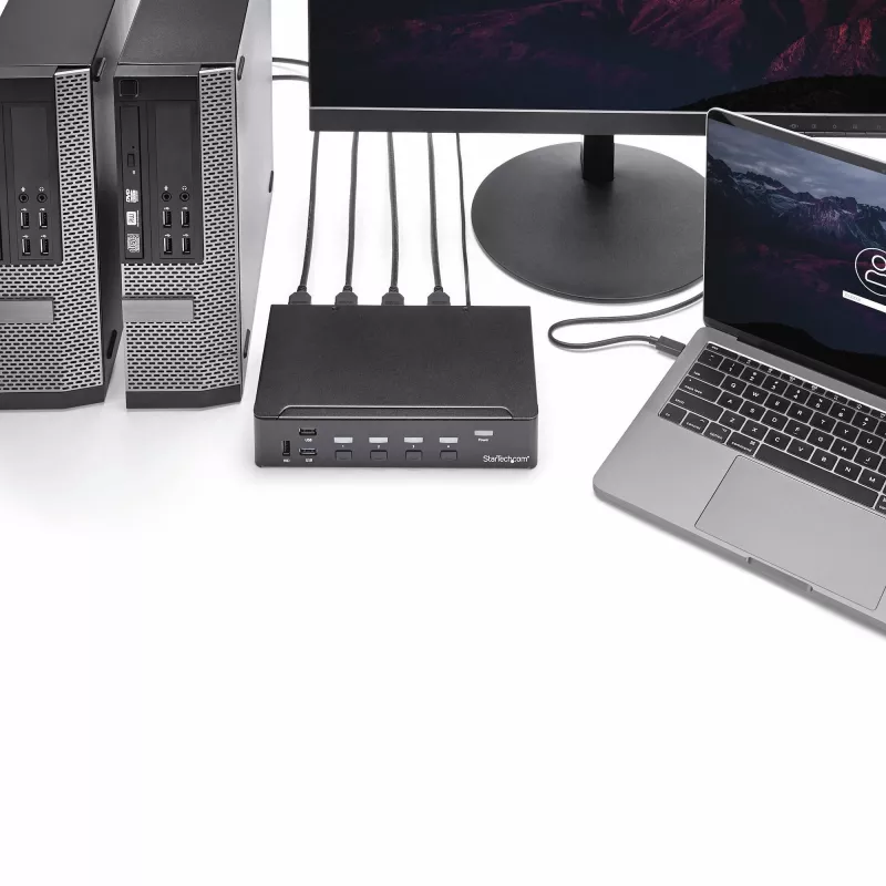 StarTech.com Διακόπτης KVM HDMI 4 θυρών - USB 3.0 - 1080p, 1920 x 1080 pixel, τοποθέτηση σε rack, Μαύρο