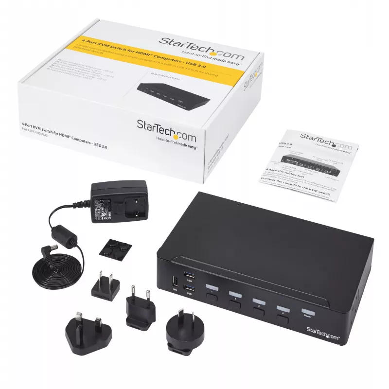 StarTech.com Διακόπτης KVM HDMI 4 θυρών - USB 3.0 - 1080p, 1920 x 1080 pixel, τοποθέτηση σε rack, Μαύρο