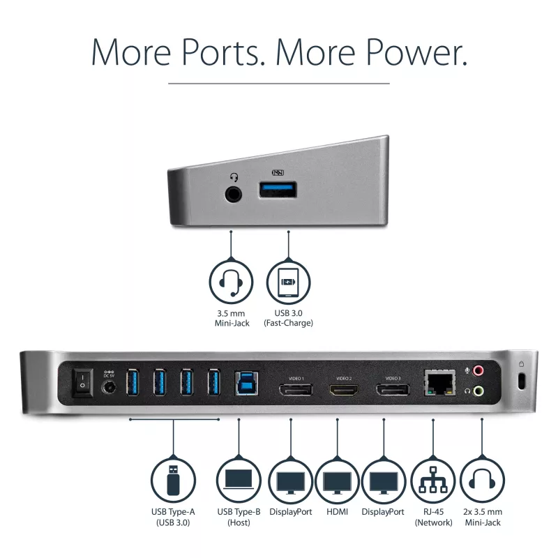 StarTech.com Σταθμός σύνδεσης USB 3.0 για τρεις οθόνες - 1x HDMI - 2x DisplayPort