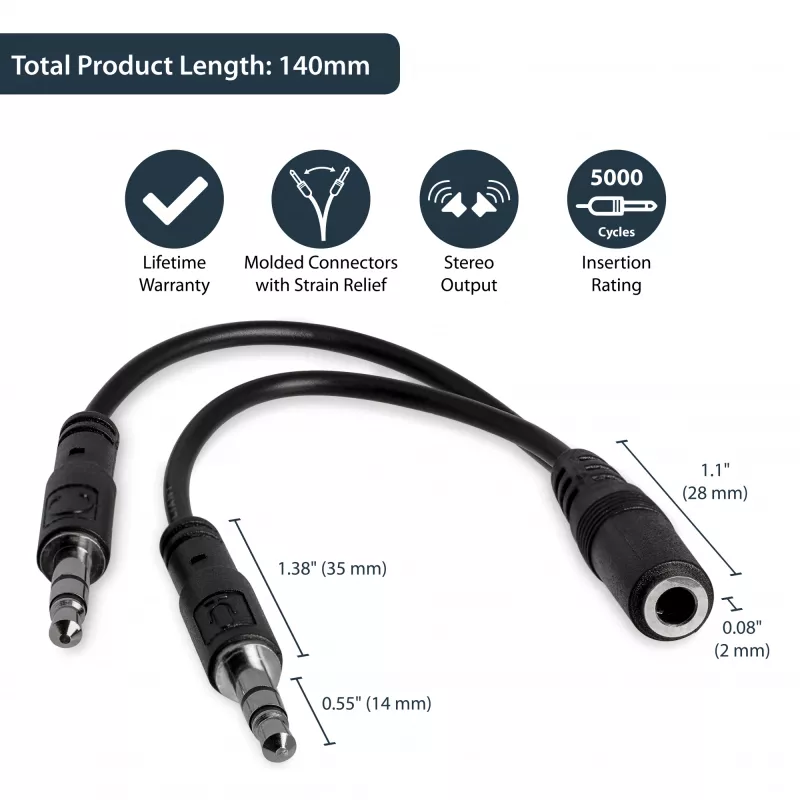 StarTech.com Προσαρμογέας splitter headset 3,5 mm 4 θέσεων σε 2x 3 θέσεων 3,5 mm – θηλυκό/αρσενικό