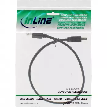 Καλώδιο USB 2.0 Type A αρσενικό / B αρσενικό μαύρο 0,3m InLine 34503X