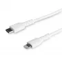 StarTech.com Ανθεκτικό λευκό καλώδιο USB-C σε Lightning 1,8 m – Ανθεκτικό, στιβαρό καλώδιο φόρτισης/συγχρονισμού USB Type-C σε Lightning από ίνα αραμιδίου – Πιστοποιημένο Apple MFi iPad/iPhone 12