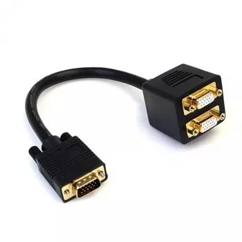 StarTech.com VGASPL1VV καλώδιο διαχωριστή βίντεο VGA σε 2x VGA, HD-15 αρσενικό/θηλυκό, 0,3 m, επιχρυσωμένο, μαύρο