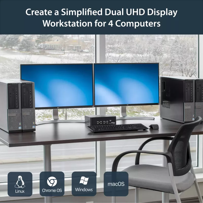 StarTech.com Διακόπτης KVM 4 θυρών Dual DisplayPort - 4K 60Hz