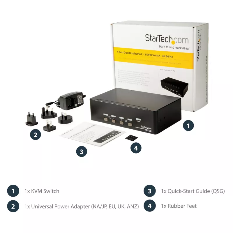StarTech.com Διακόπτης KVM 4 θυρών Dual DisplayPort - 4K 60Hz