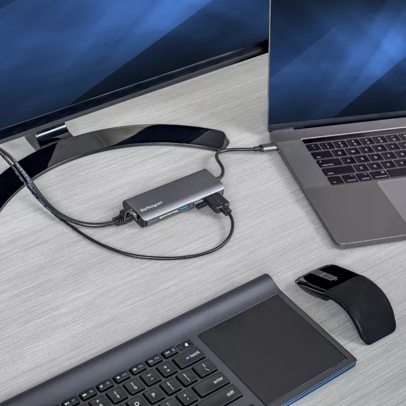 StarTech.com Προσαρμογέας USB C Multiport – USB-C Travel Dock με 4K HDMI, 3x USB 3.0 Hub, SD/SDHC, GbE, 60W PD 3.0 Pass-Through – USB Type-C/Thunderbolt 3 – Αντικαθιστά DKT30CSDHPD