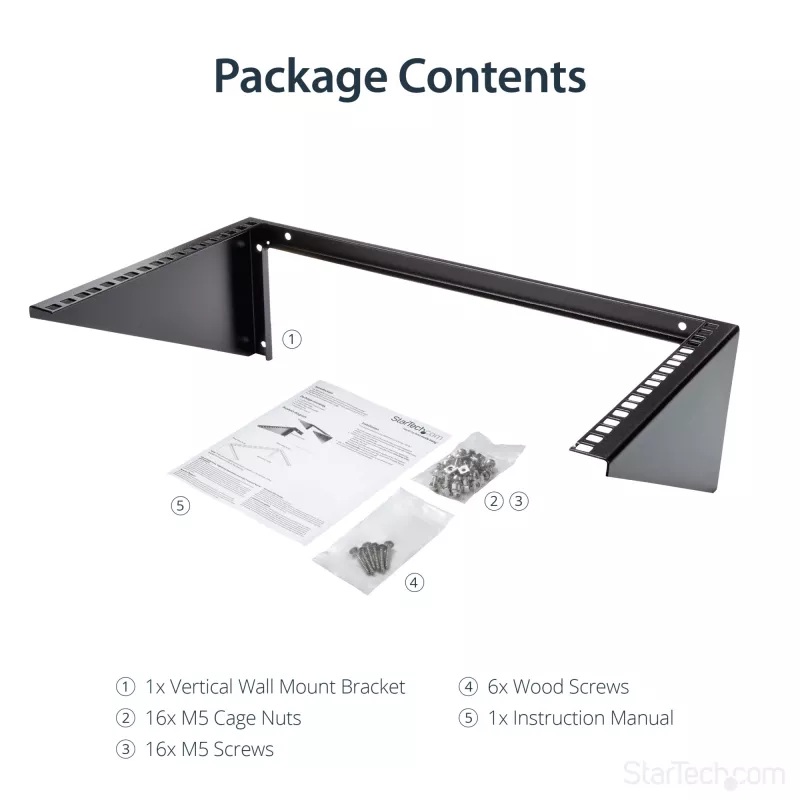 StarTech.com Κάθετη βάση τοίχου για server rack – συμπαγές ατσάλι – 6HE