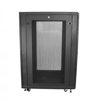 StarTech.com Ντουλάπα rack server 4-Post 24U, κλειδωμένο ντουλάπι rack 19 ιντσών για εξοπλισμό υπολογιστών/AV/IT, rack γραφείου/οικιακού δικτύου με τροχούς και ρυθμιζόμενες ράγες τοποθέτησης