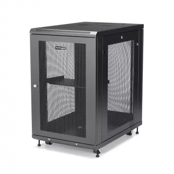 StarTech.com Ντουλάπα rack server 4-Pfosten 18U, κλειδωμένο ντουλάπι rack 19 ιντσών για εξοπλισμό υπολογιστών / AV / IT, rack γραφείου / οικιακού δικτύου με τροχούς & ρυθμιζόμενες ράγες τοποθέτησης