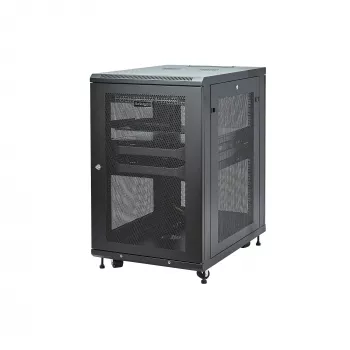StarTech.com Ντουλάπα rack server 4-Pfosten 18U, κλειδωμένο ντουλάπι rack 19 ιντσών για εξοπλισμό υπολογιστών / AV / IT, rack γραφείου / οικιακού δικτύου με τροχούς & ρυθμιζόμενες ράγες τοποθέτησης