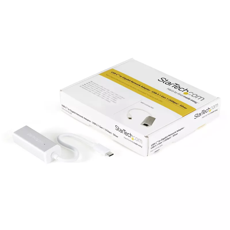 StarTech.com Προσαρμογέας δικτύου USB-C σε Gigabit – Ασημί, Ενσύρματο, USB, Ethernet, 5000 Mbit/s, Ασημί
