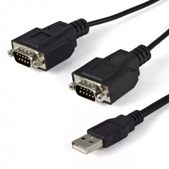 StarTech.com ICUSB2322F καλώδιο προσαρμογέα FTDI USB σε σειριακό RS232 2 θυρών, USB 2.0, 2,1 m, μαύρο