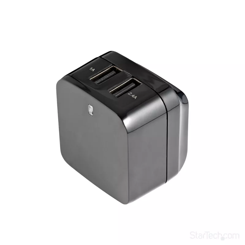 StarTech.com Φορτιστής τοίχου USB διπλής θύρας – διεθνή ταξίδια – 17W/3,4A – μαύρο