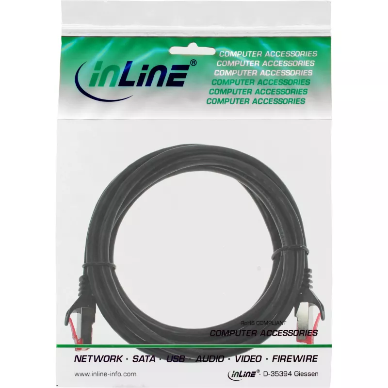 InLine Καλώδιο Patch S/FTP PiMF Cat.6 250MHz PVC χαλκός μαύρο 3m