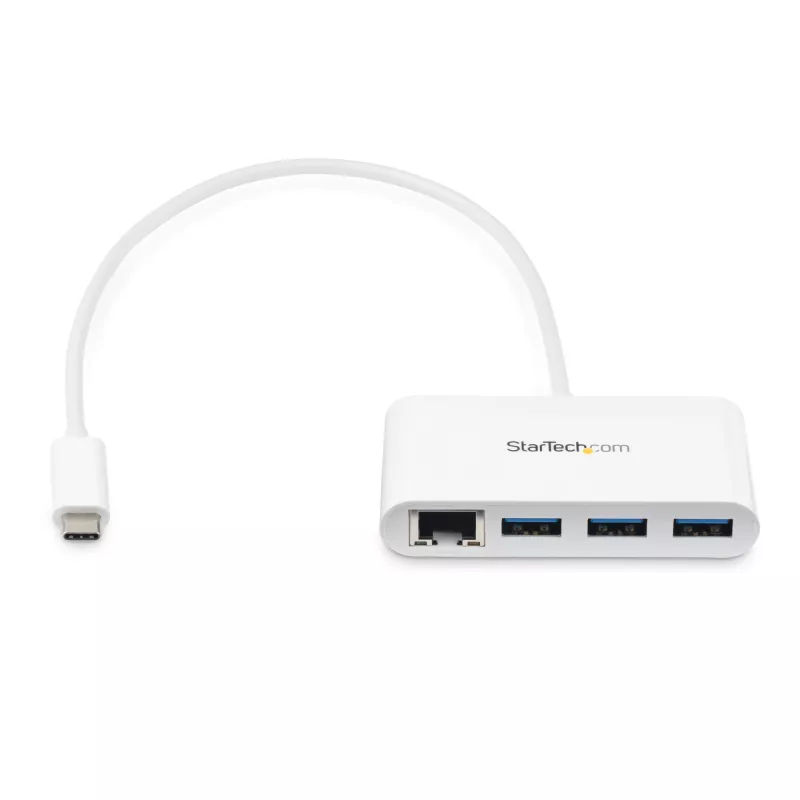 StarTech.com Hub USB-C 3 θυρών με Gigabit Ethernet – USB-C σε 3x USB-A – Hub USB 3.0 – Λευκό
