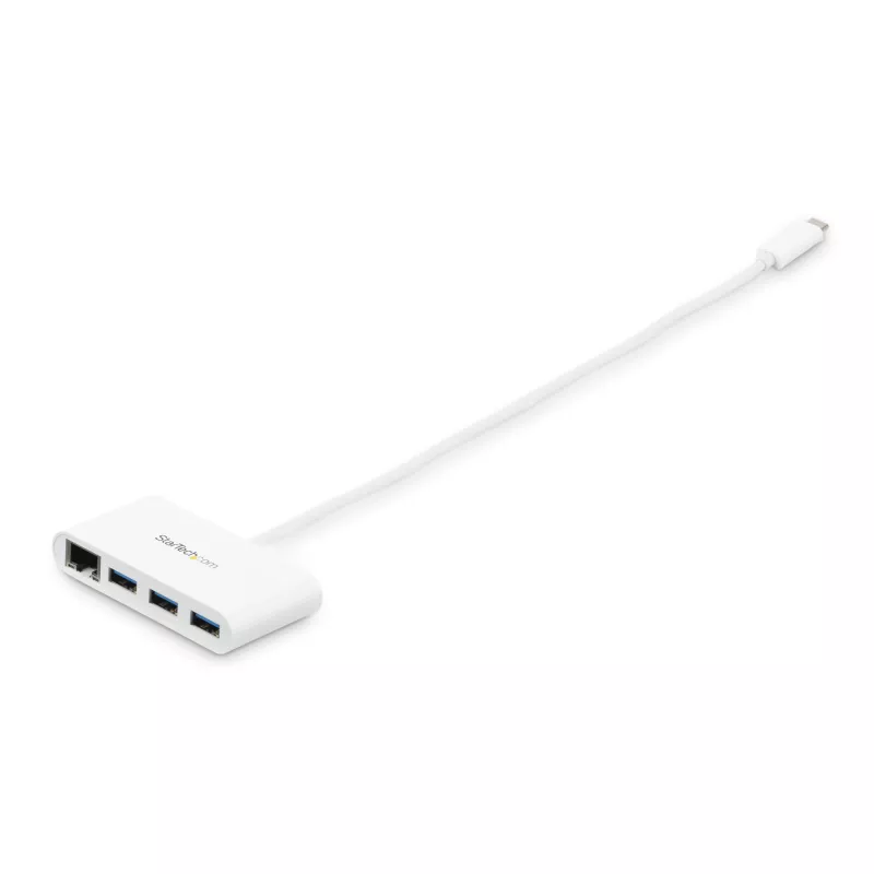 StarTech.com Hub USB-C 3 θυρών με Gigabit Ethernet – USB-C σε 3x USB-A – Hub USB 3.0 – Λευκό