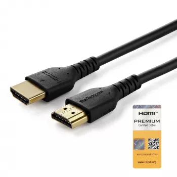 StarTech.com Λεπτό καλώδιο HDMI 2.0 0,9 m (3ft), εύκαμπτο, Premium πιστοποιημένο καλώδιο HDMI με Ethernet, UHD 4K 60Hz HDR10, ανθεκτικός σχεδιασμός με ίνες αραμιδίου και περίβλημα TPE