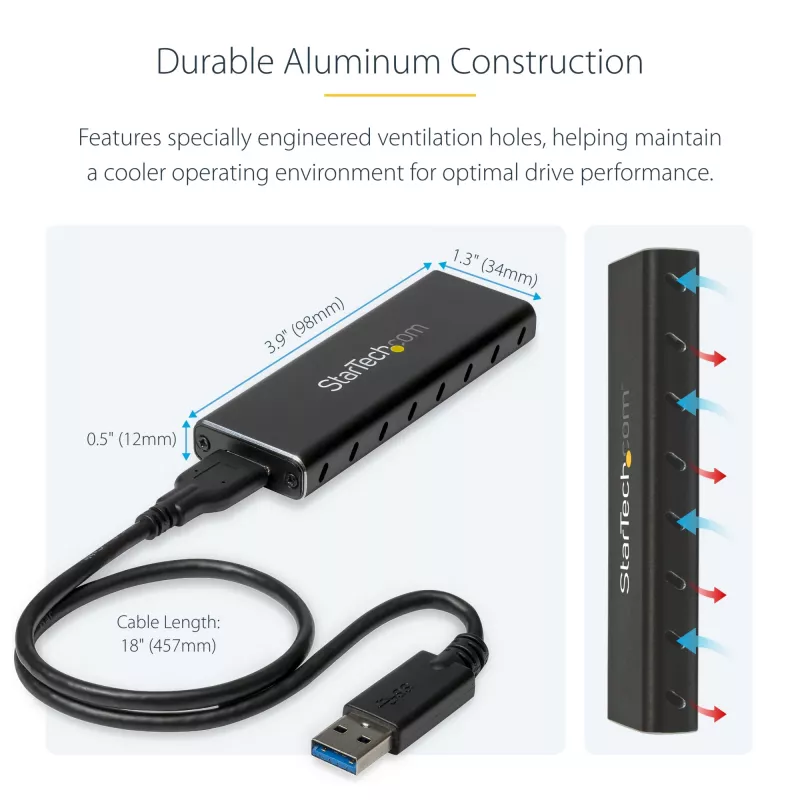 StarTech.com Θήκη SSD M.2 για SSD M.2 SATA – USB 3.0 (5 Gbit/s) με UASP