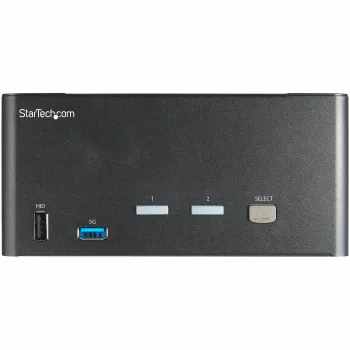 StarTech.com Διακόπτης KVM DisplayPort 2 θυρών για τρεις οθόνες – 4K 60Hz UHD HDR – Επιτραπέζιος DP 1.2 KVM με Hub USB 3.0 2 θυρών (5 Gbit/s) & 4 θύρες USB 2.0 HID, Ήχος – Εναλλαγή με hotkey – TAA