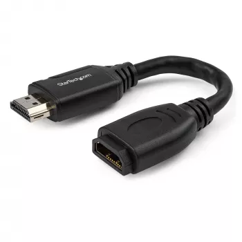 StarTech.com Καλώδιο Portsaver HDMI 6 ίντσες (15 cm) – Καλώδιο επέκτασης HDMI 2.0 υψηλής ταχύτητας 4K 60 Hz με Ethernet – Κοντό καλώδιο επέκτασης HDMI – Καλώδιο προσαρμογέα επέκτασης HDMI αρσενικό σε θηλυκό