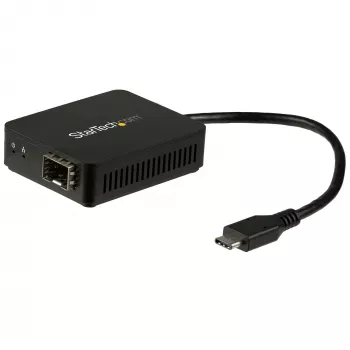 StarTech.com Μετατροπέας USB-C σε οπτική ίνα - Υποδοχή SFP ανοιχτή, Ενσύρματο, USB Type-C, Οπτική ίνα, 1000 Mbit/s, Μαύρο