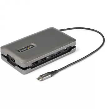 StarTech.com Προσαρμογέας πολλαπλών θυρών USB-C – USB-C σε 4K 60 Hz HDMI 2.0 – Hub USB 2 θυρών 10 Gbit/s – 100 W Power Delivery Pass-Through – GbE – SD/MicroSD – Mini dock USB Type-C – Καλώδιο 25 cm