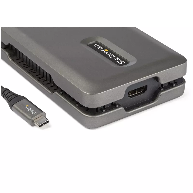 StarTech.com Προσαρμογέας πολλαπλών θυρών USB-C – USB-C σε 4K 60 Hz HDMI 2.0 – Hub USB 2 θυρών 10 Gbit/s – 100 W Power Delivery Pass-Through – GbE – SD/MicroSD – Mini dock USB Type-C – Καλώδιο 25 cm