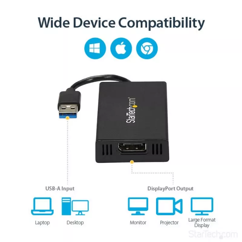 StarTech.com Προσαρμογέας USB 3.0 σε DisplayPort - πιστοποιημένος DisplayLink - 4K 30Hz